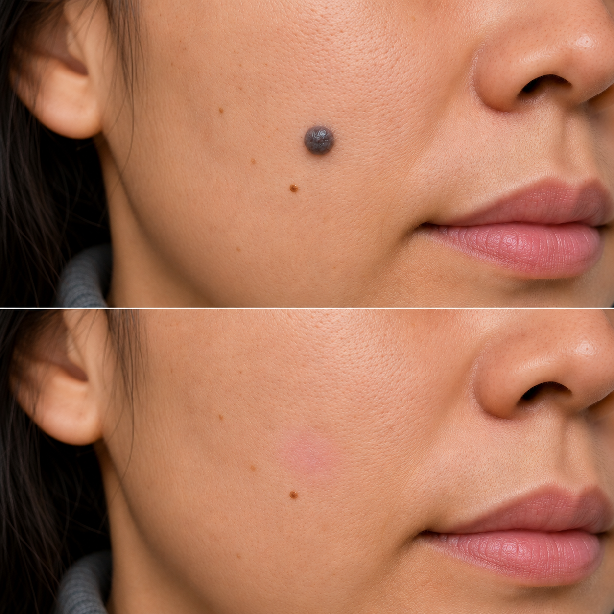 Surgical Excision result, before and after