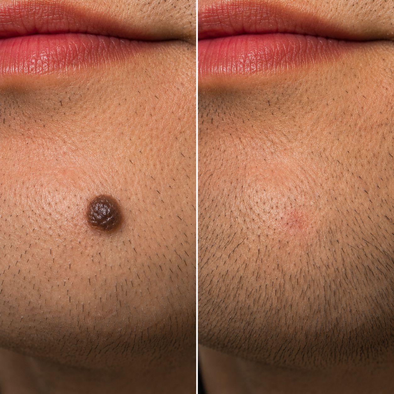 Shave & Cautery result, before and after